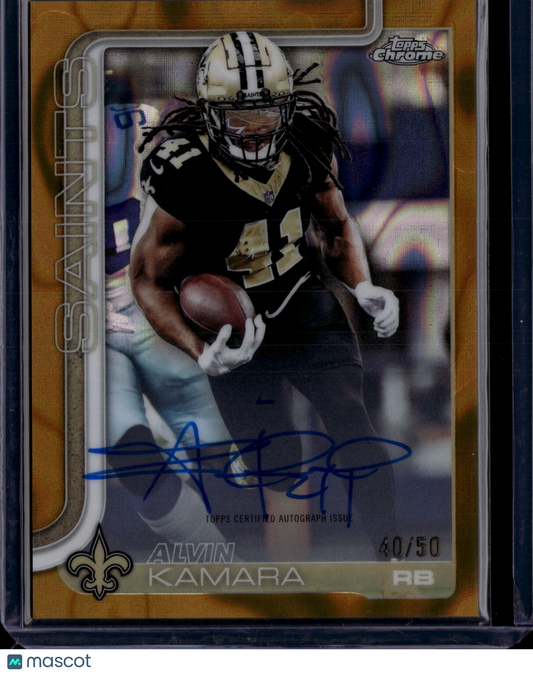 2025 Topps Chrome Alvin Kamara #BA-AK Gold Auto /50