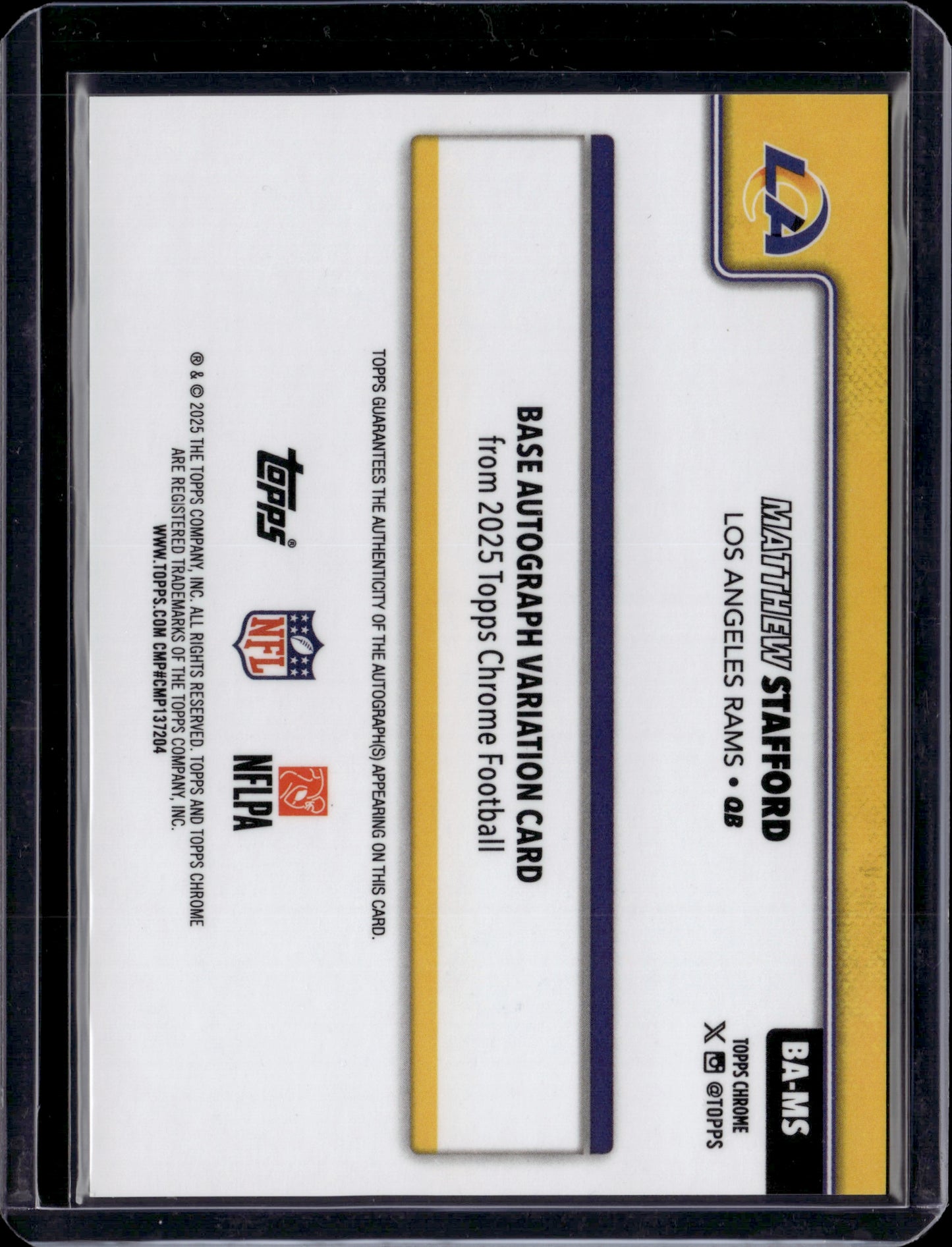 2025 Topps Chrome Football Matthew Stafford #BA-MS Purple Auto /75