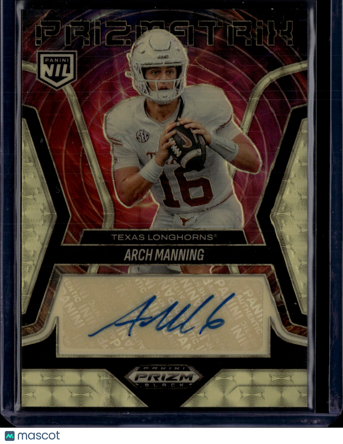2026 Panini Prizm Black Prizmatrix Signatures Arch Manning Vinyl Auto /5