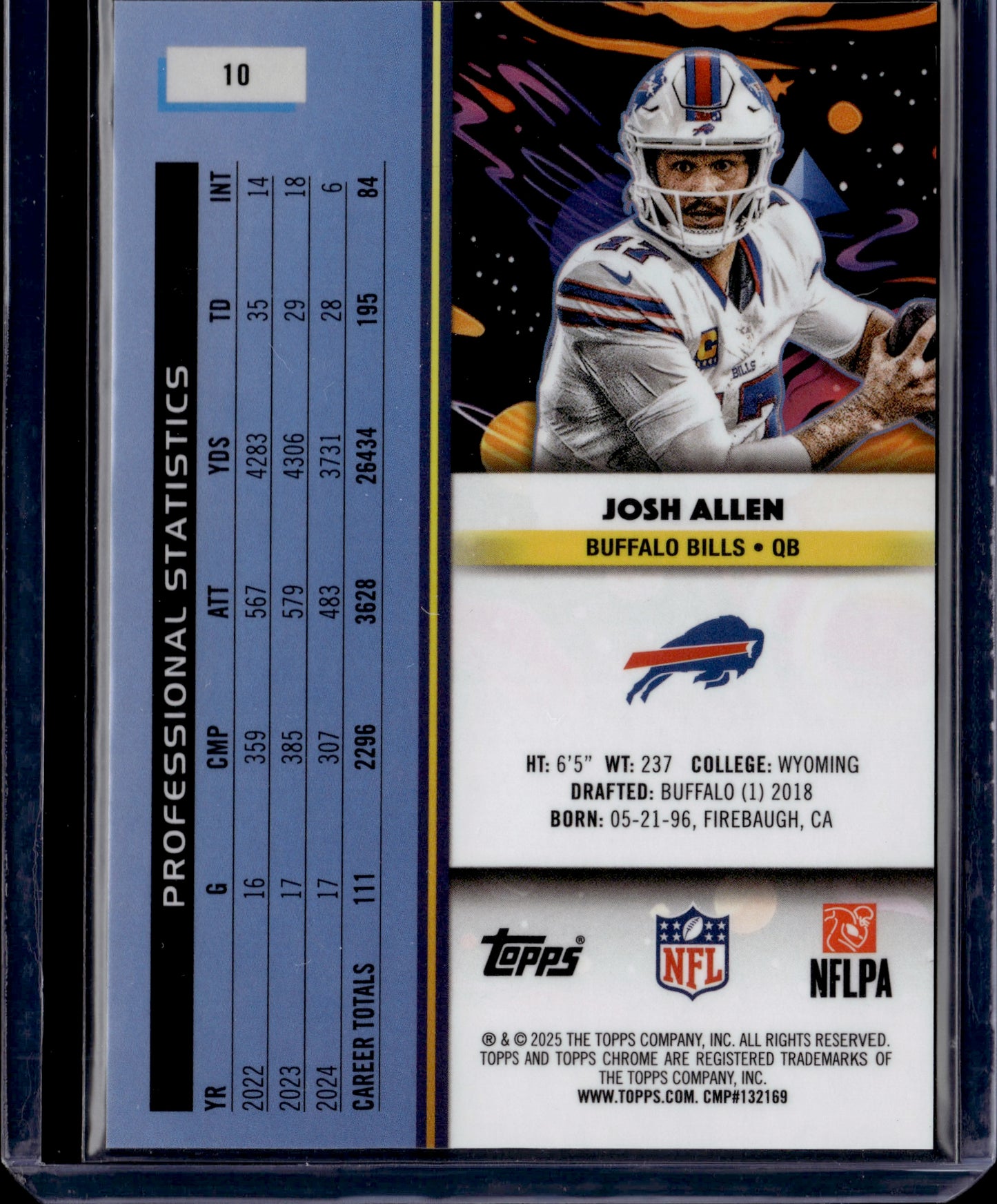2025 Topps Cosmic Chrome Josh Allen #10 Green /75