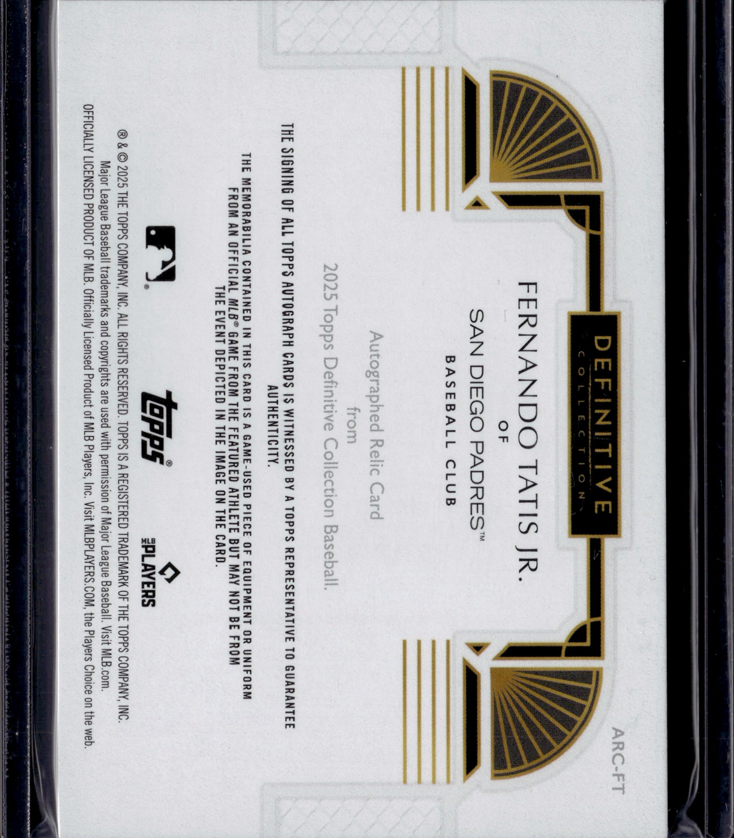 2025 Topps Definitive Collection Fernando Tatis Jr. #ARC-FT /25 Auto Relic Card