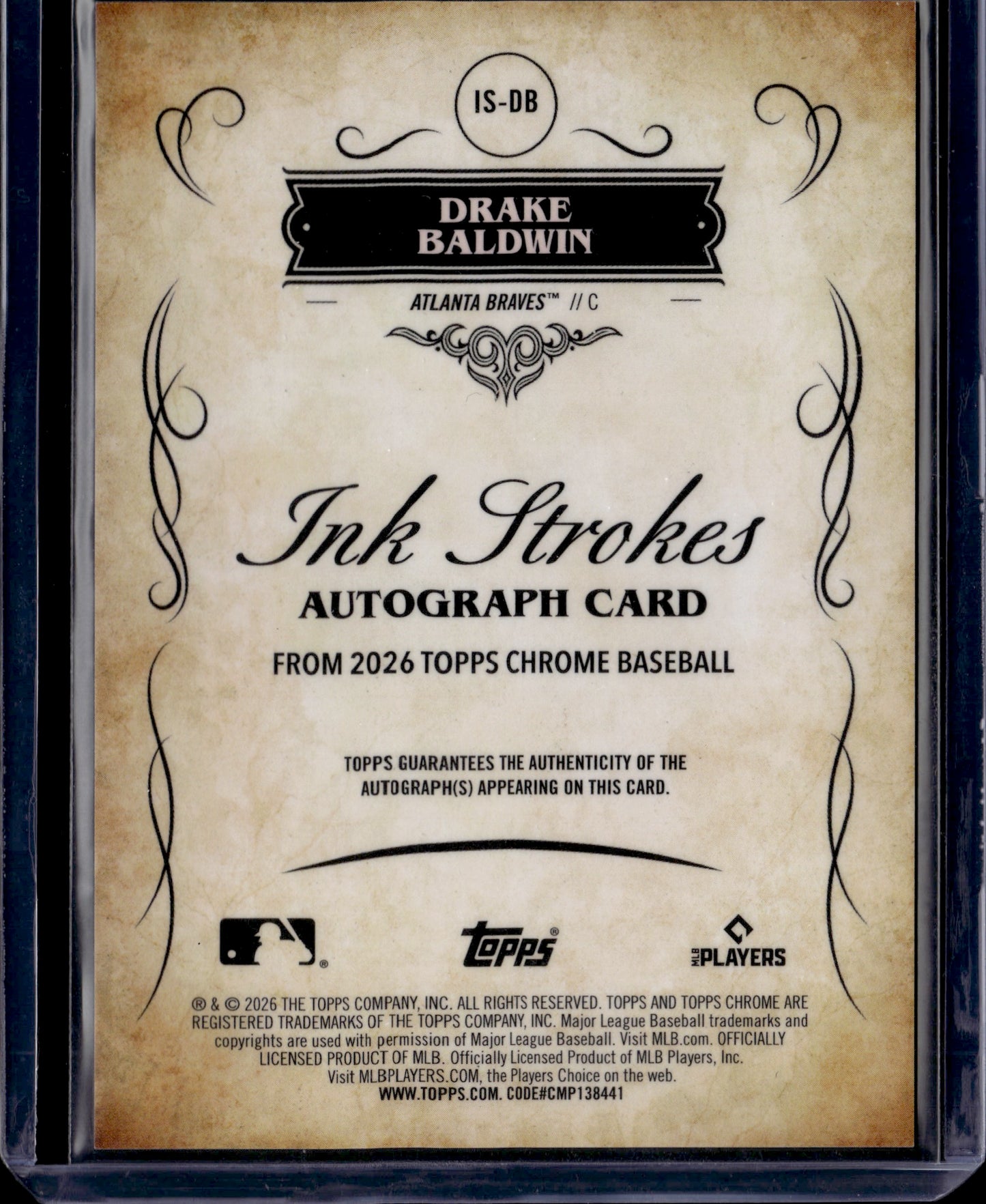 2026 Topps Chrome Ink Strokes Drake Baldwin #IS-DB Auto /50
