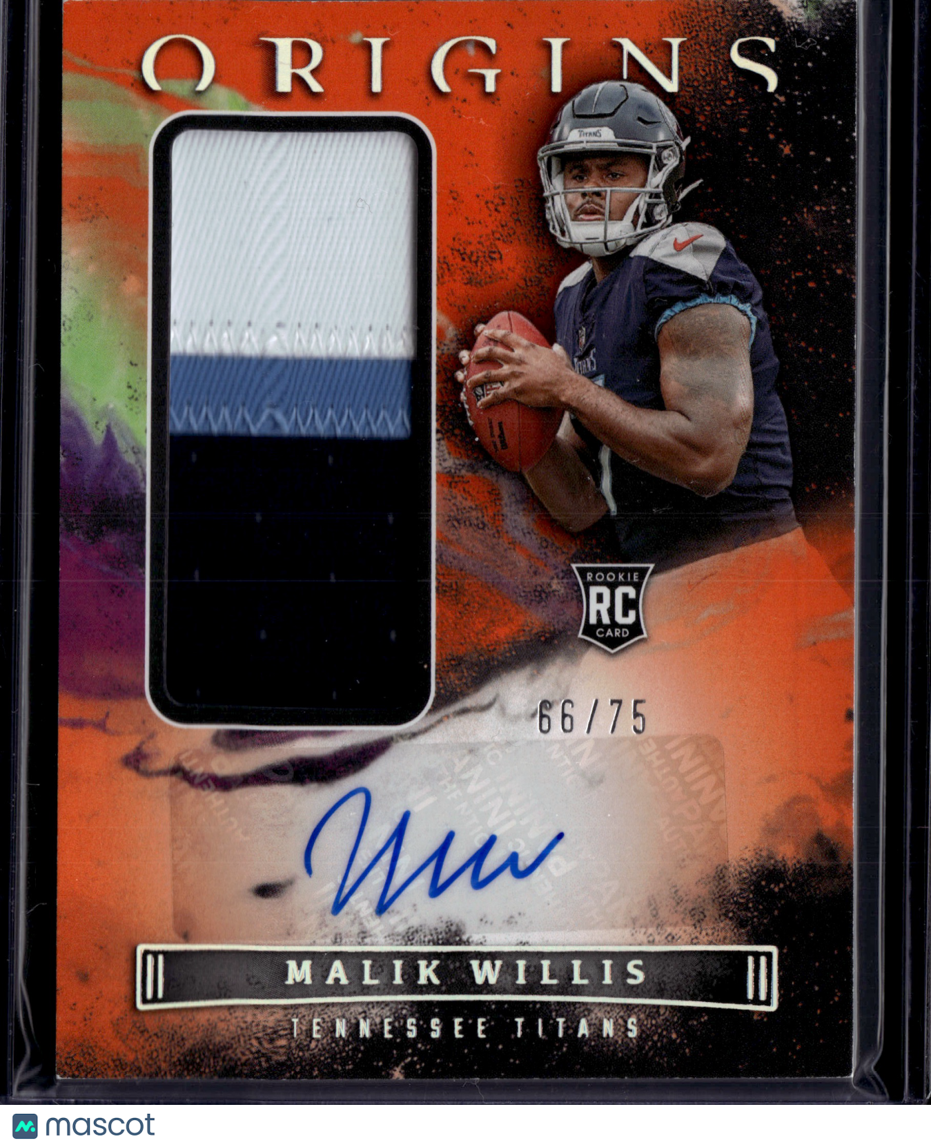 2022 Panini Origins Football Malik Willis Auto #152 /75 Patch RC