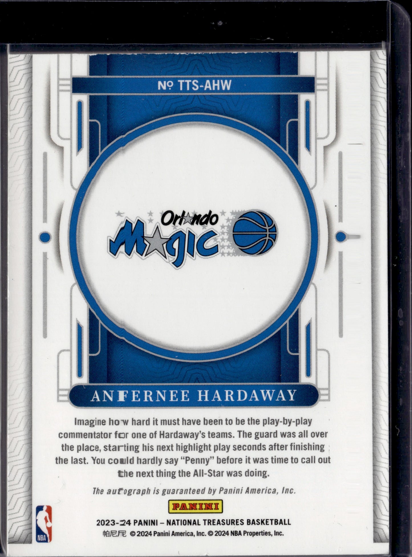 2024 Panini National Treasures Anfernee Hardaway Auto /25 #TTS-AHW
