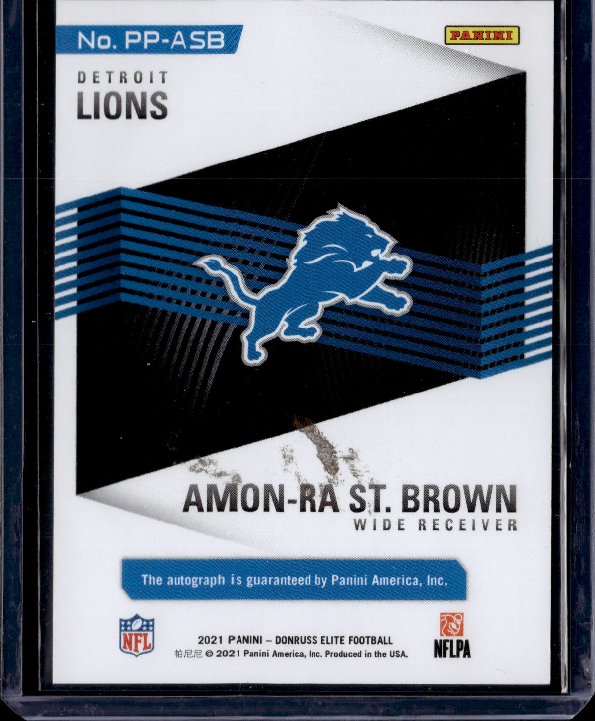 2021 Panini Donruss Elite Football Pen Pals Amon-Ra St. Brown Auto #PP-ASB RC