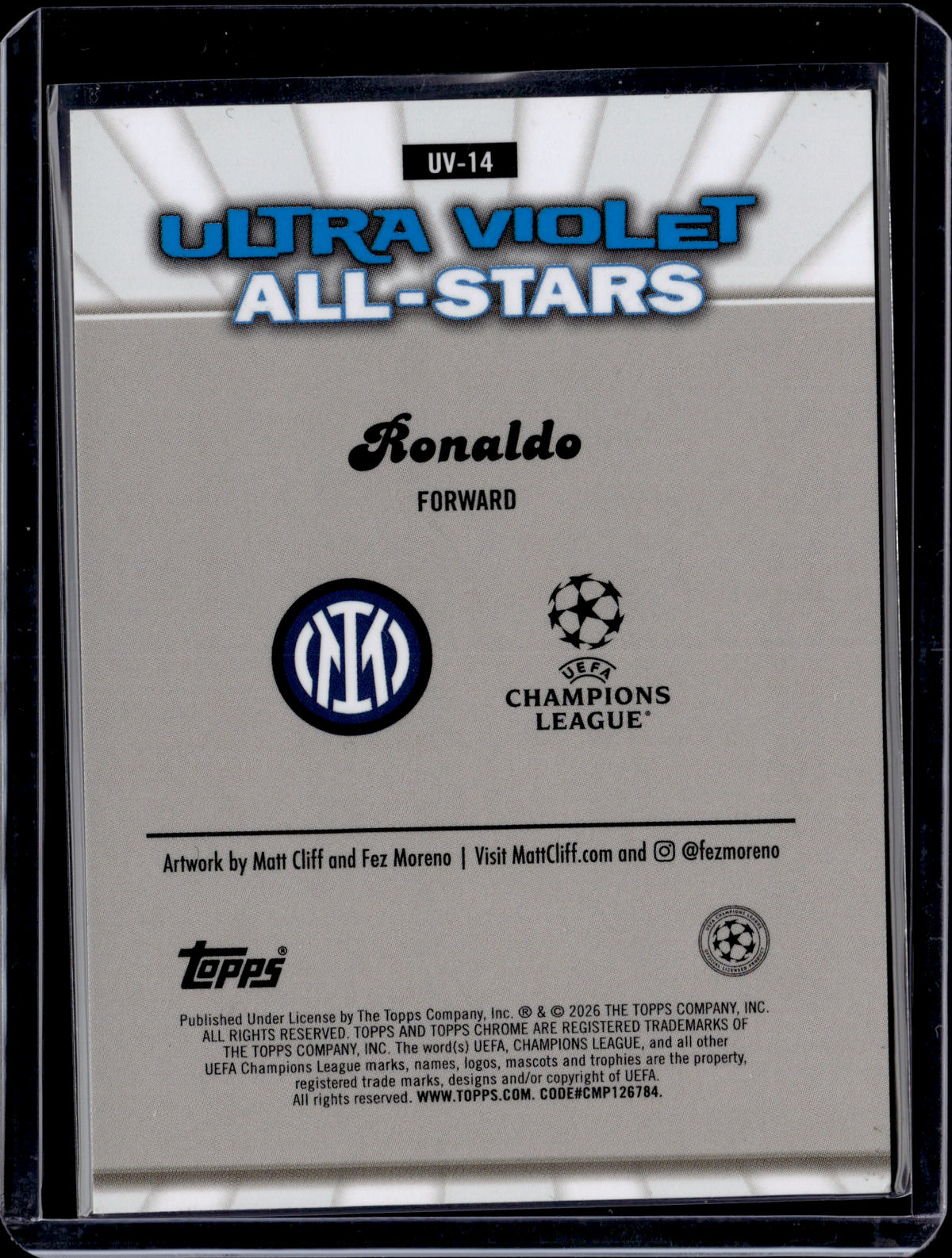 2026 Topps Chrome Ultra Violet All-Stars Ronaldo #UV-14 /10