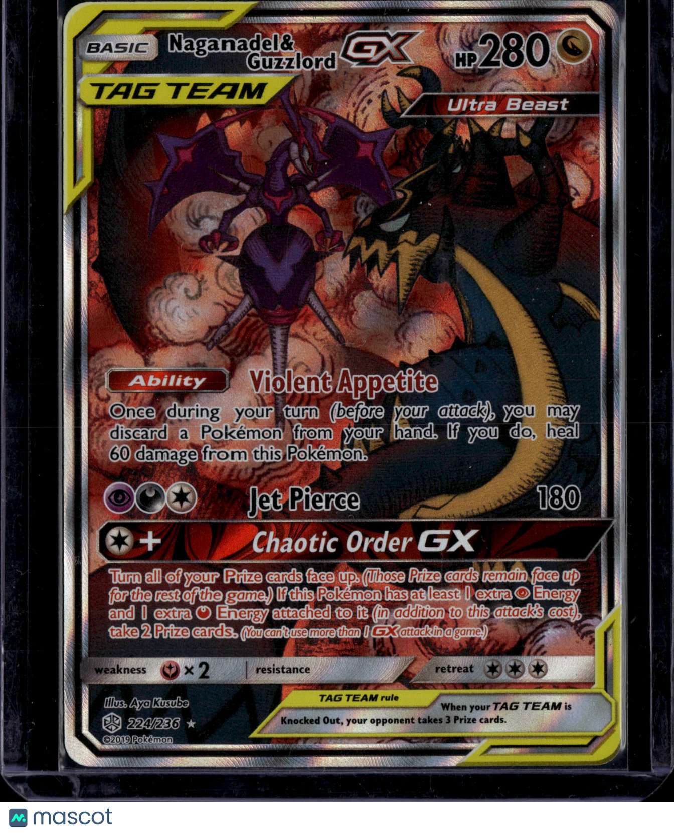 2019 Cosmic Eclipse Naganadel & Guzzlord GX Holo Ultra Rare FA #224/236