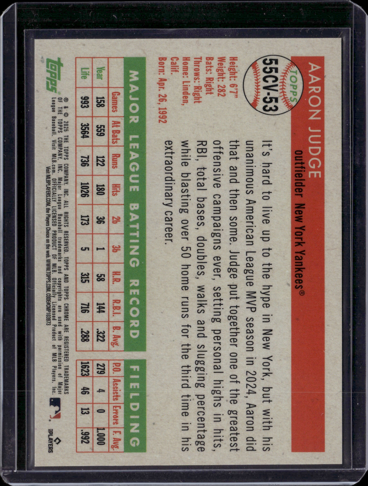 2025 Topps Chrome Aaron Judge City Variation SP #55CV-53