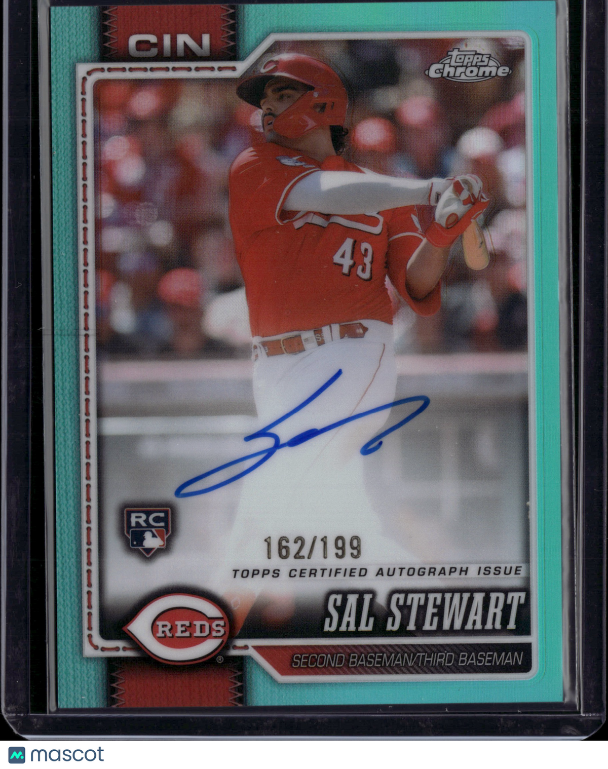 2026 Topps Chrome Sal Stewart #RA-STE Aqua RC Auto /199
