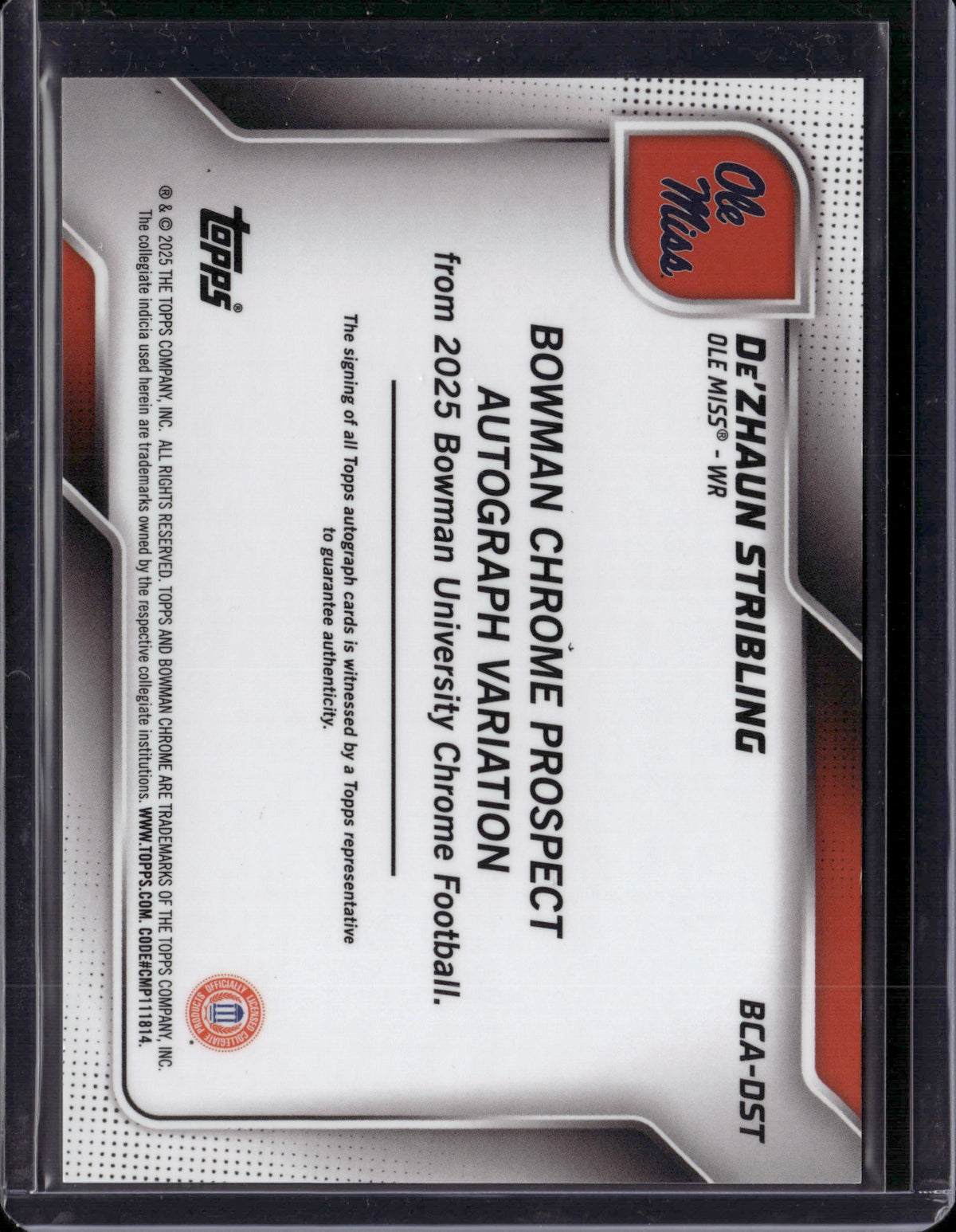 2025 Bowman Chrome University De'Zhaun Stribling #BCA-DST Blue Auto /150