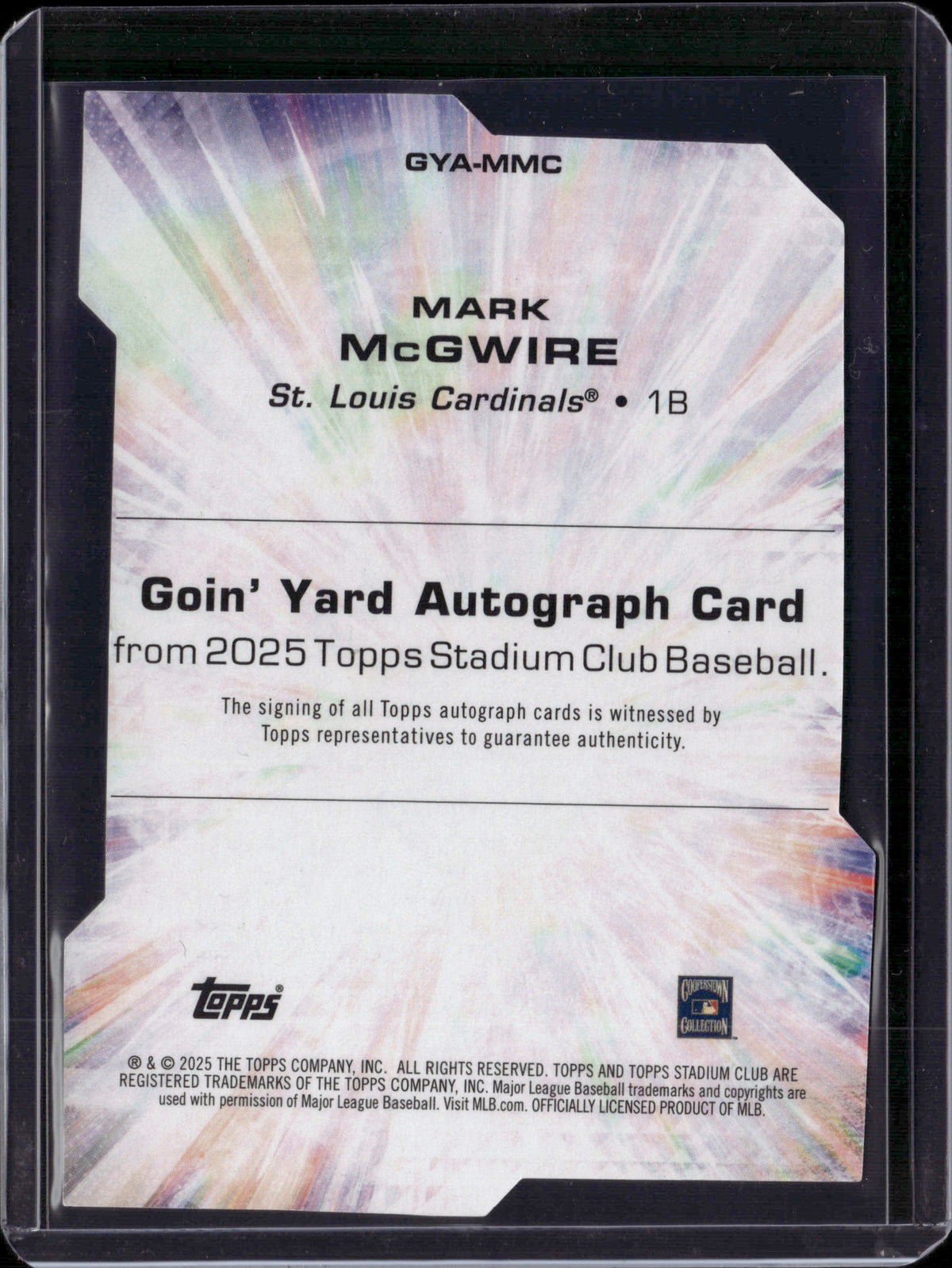 2025 Topps Stadium Club Goin' Yard Mark McGwire #GYA-MMC Green Auto /5