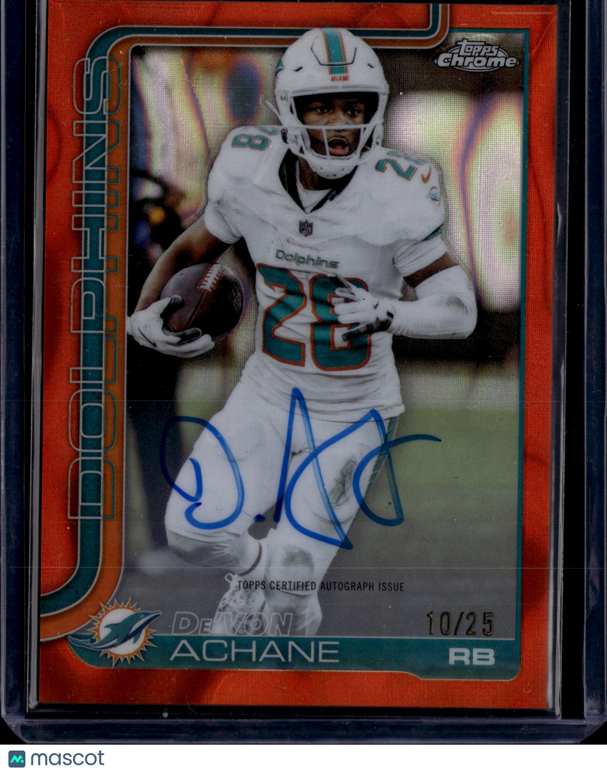 2025 Topps Chrome De'Von Achane #BA-DA Orange Auto /25