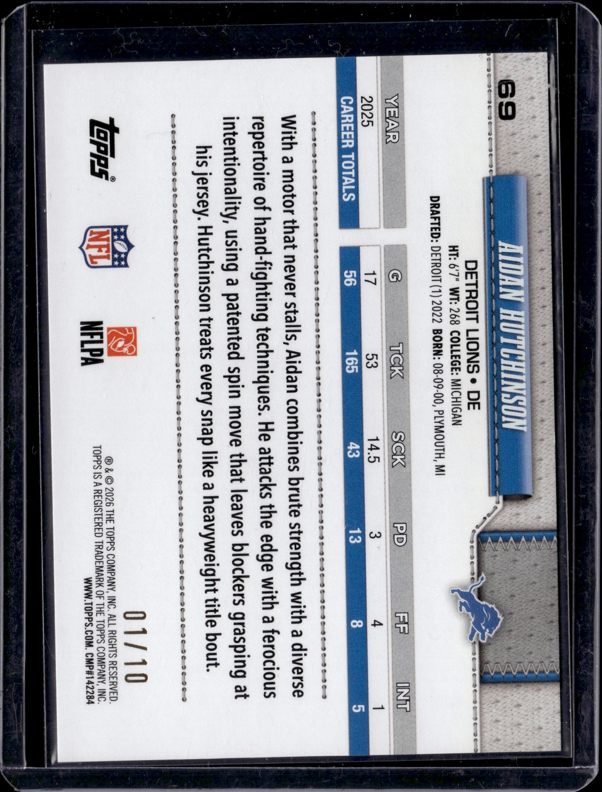 2026 Topps Aidan Hutchinson #69 Black /10