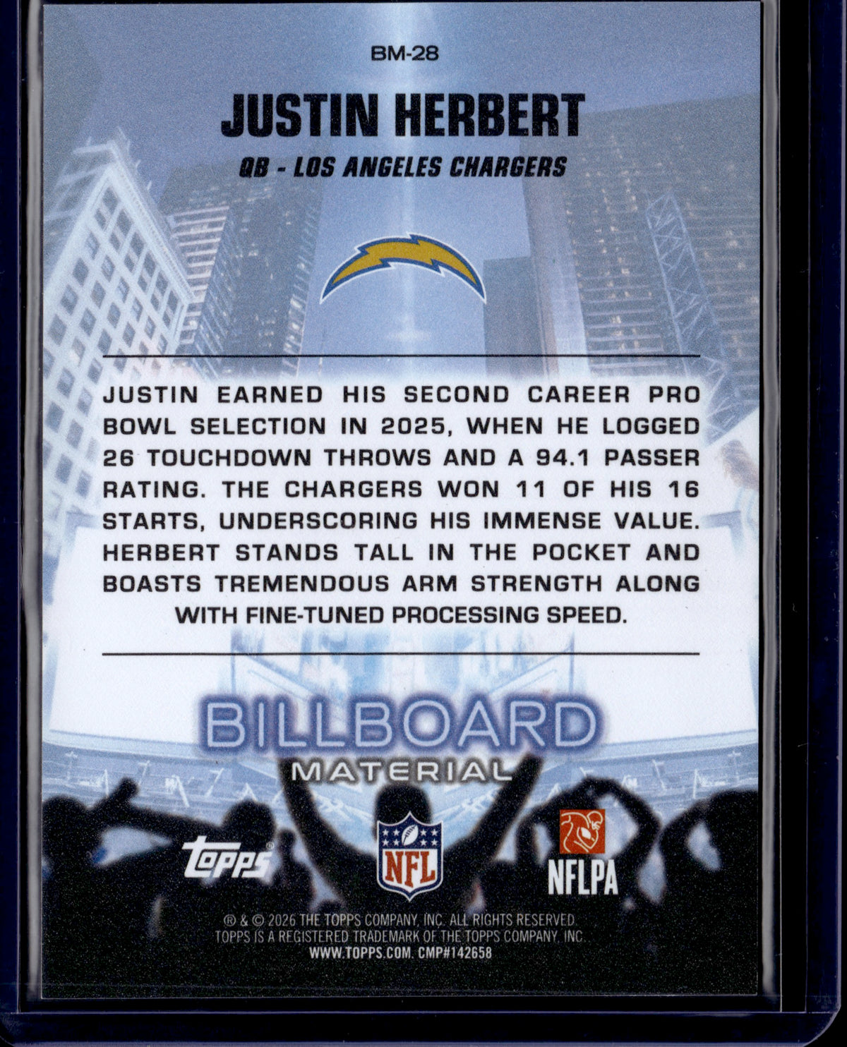 2026 Topps Billboard Material Justin Herbert #BM-28