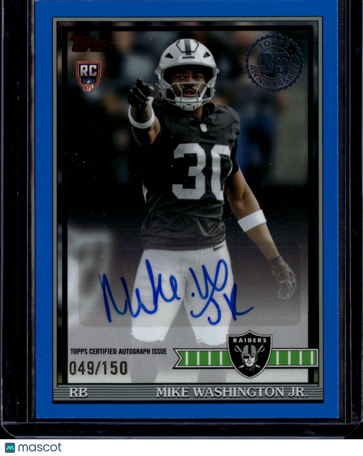 2026 Topps Flagship Football Mike Washington Jr. #91FRA-MW Blue Auto /150 RC