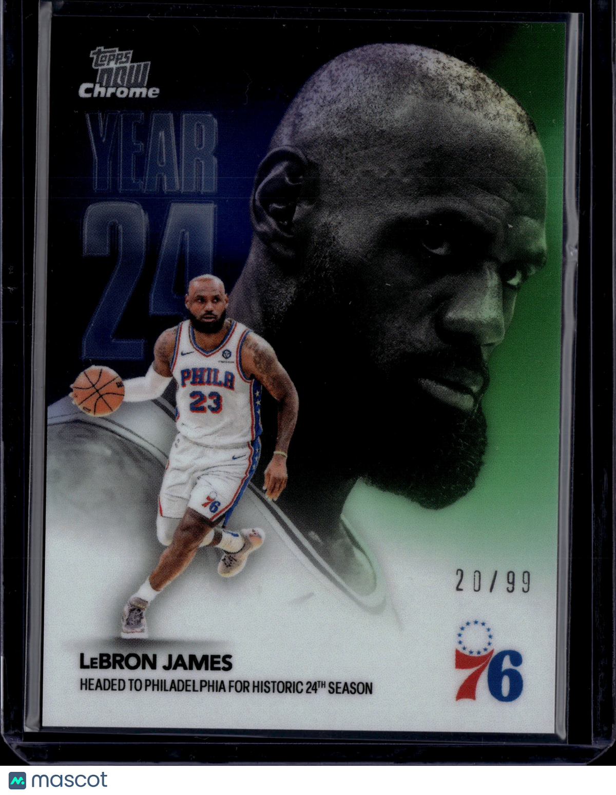 2026 Topps Now Chrome LeBron James 76ers SP #OS3 Green /99