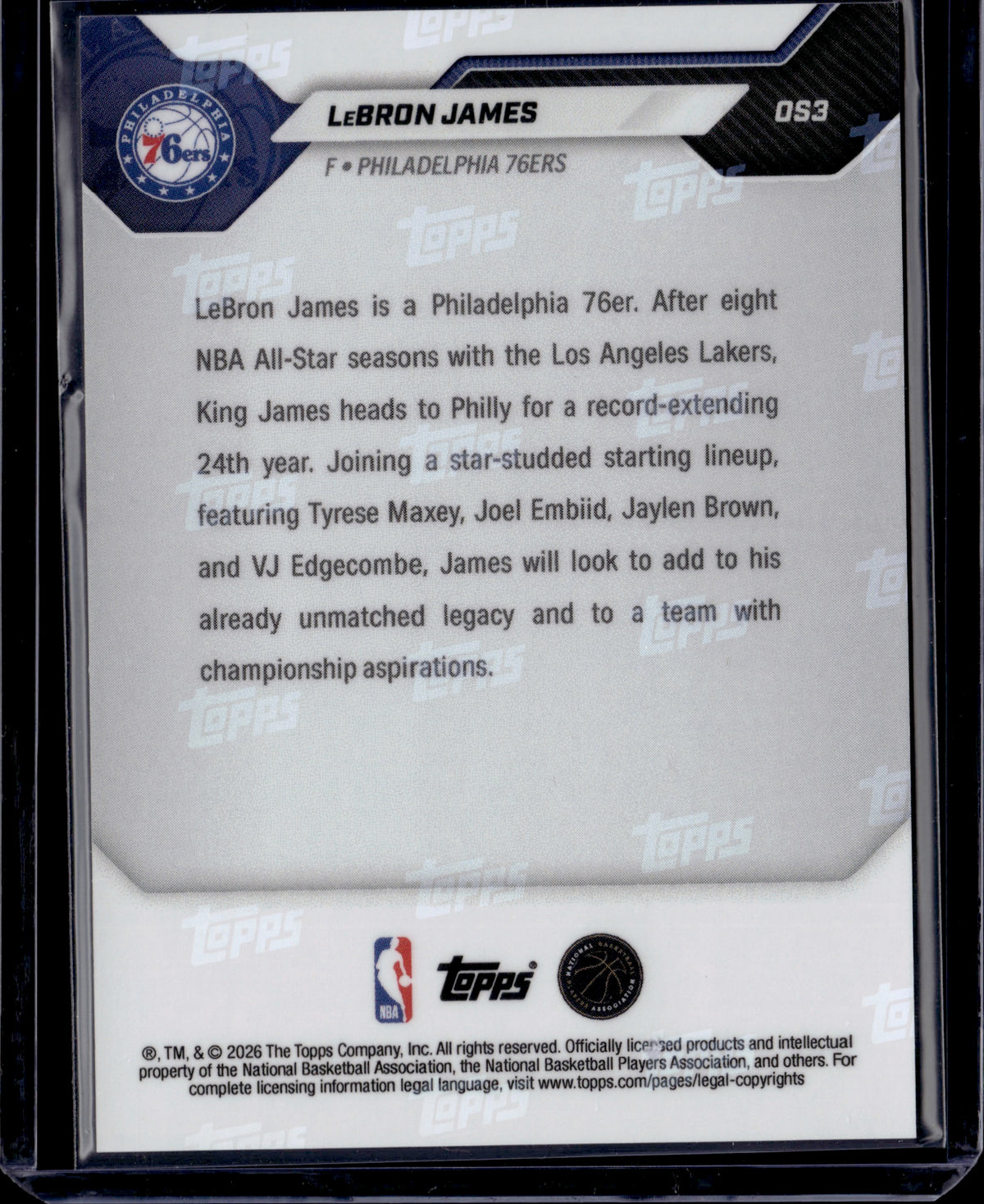 2026 Topps Now Chrome LeBron James 76ers SP #OS3 Green /99