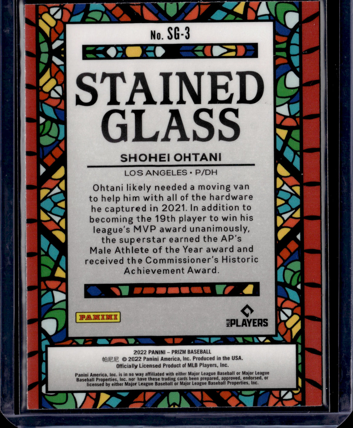 2022 Panini Prizm Baseball Shohei Ohtani #SG-3 Stained Glass