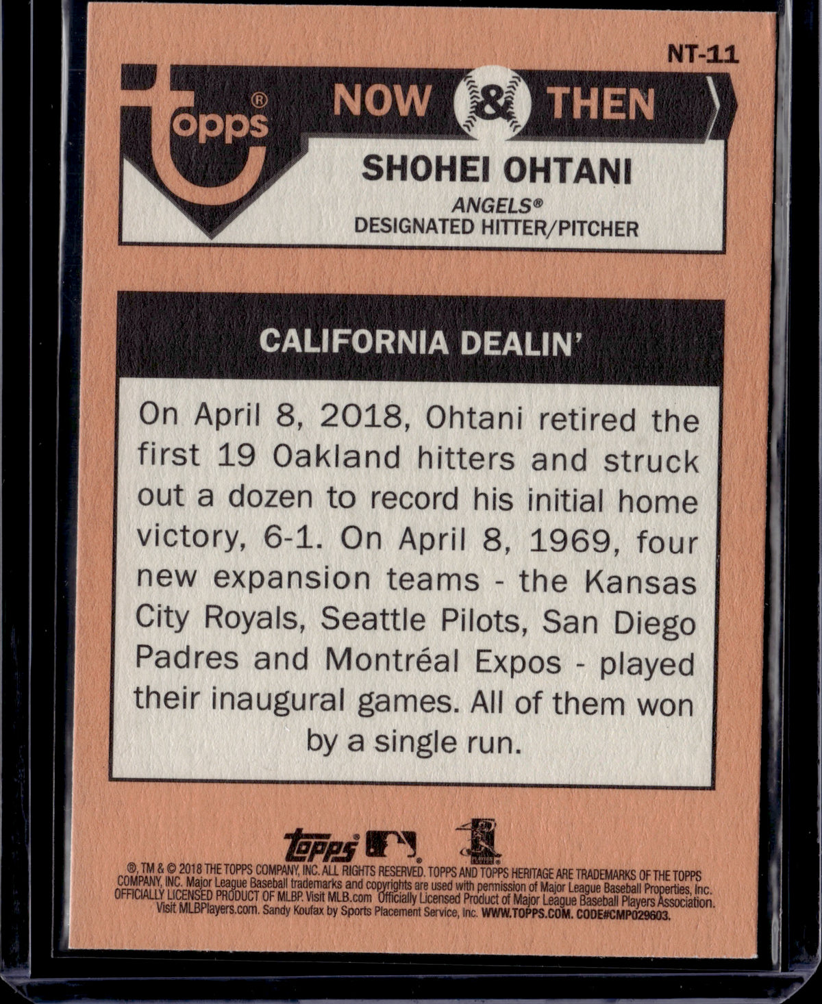 2018 Topps Heritage Shohei Ohtani #NT-11 RC Then & Now
