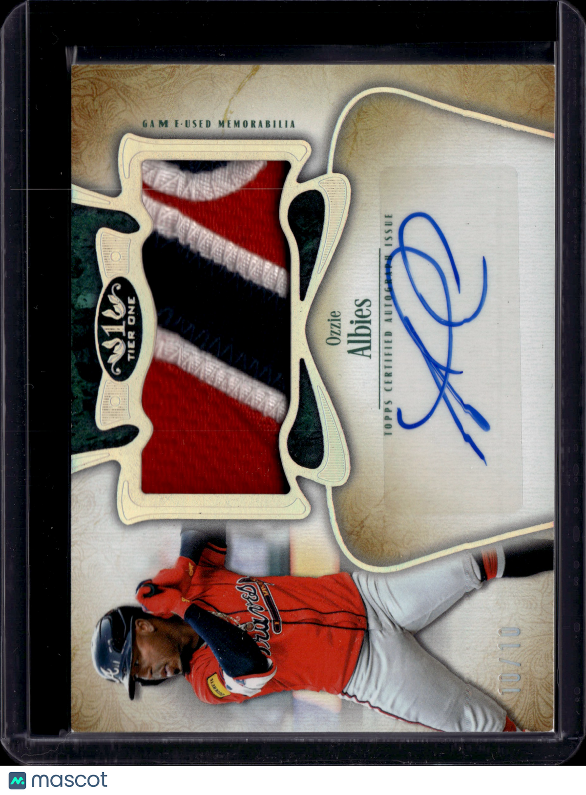 2026 Topps Tier One Ozzie Albies #ATJR-OA Jumbo Relic Auto /10