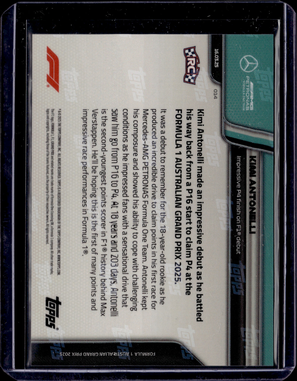 2025 Topps Now Formula 1 Kimi Antonelli #014