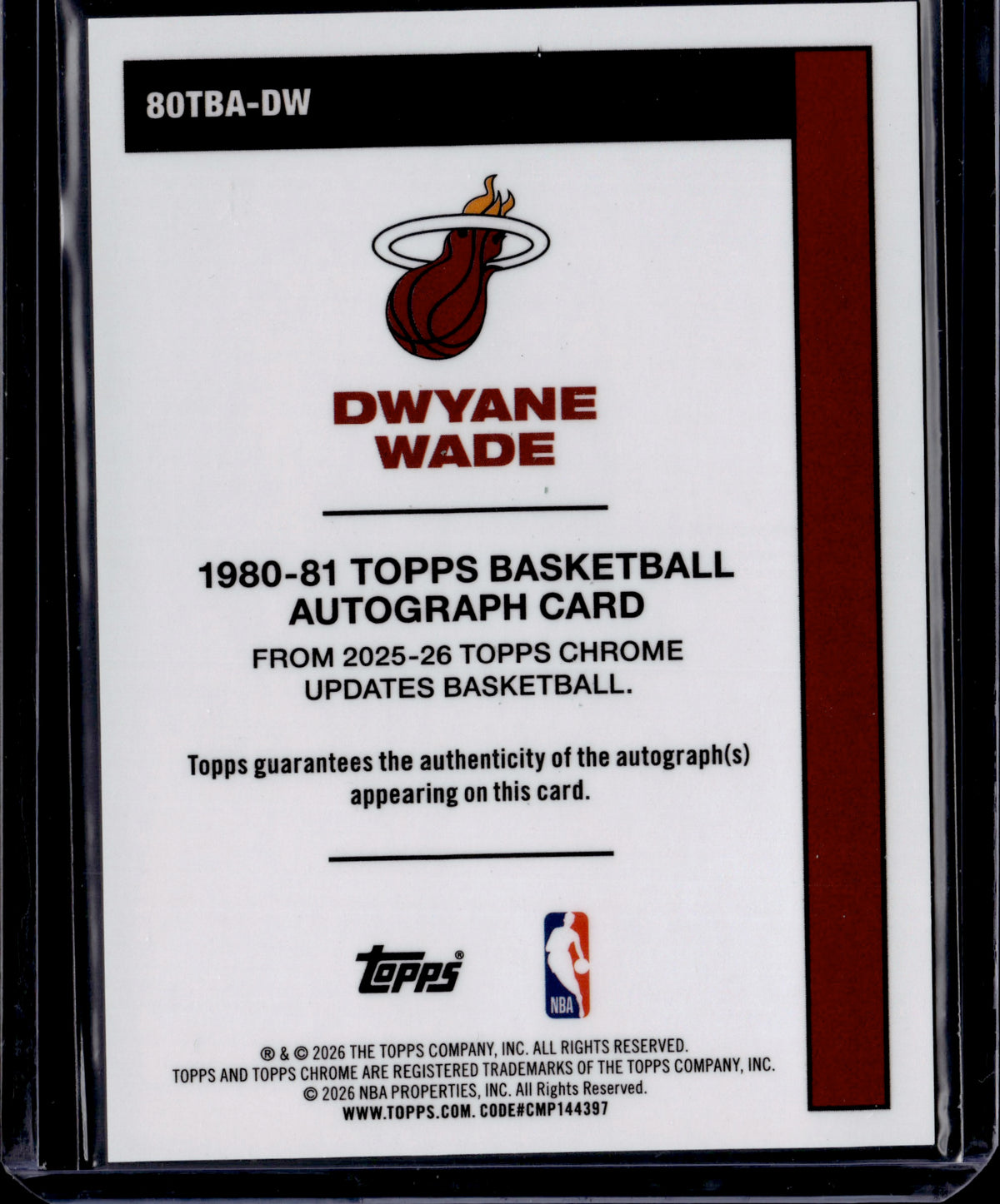 2026 Topps Chrome Updates Basketball Dwyane Wade Orange Auto /25