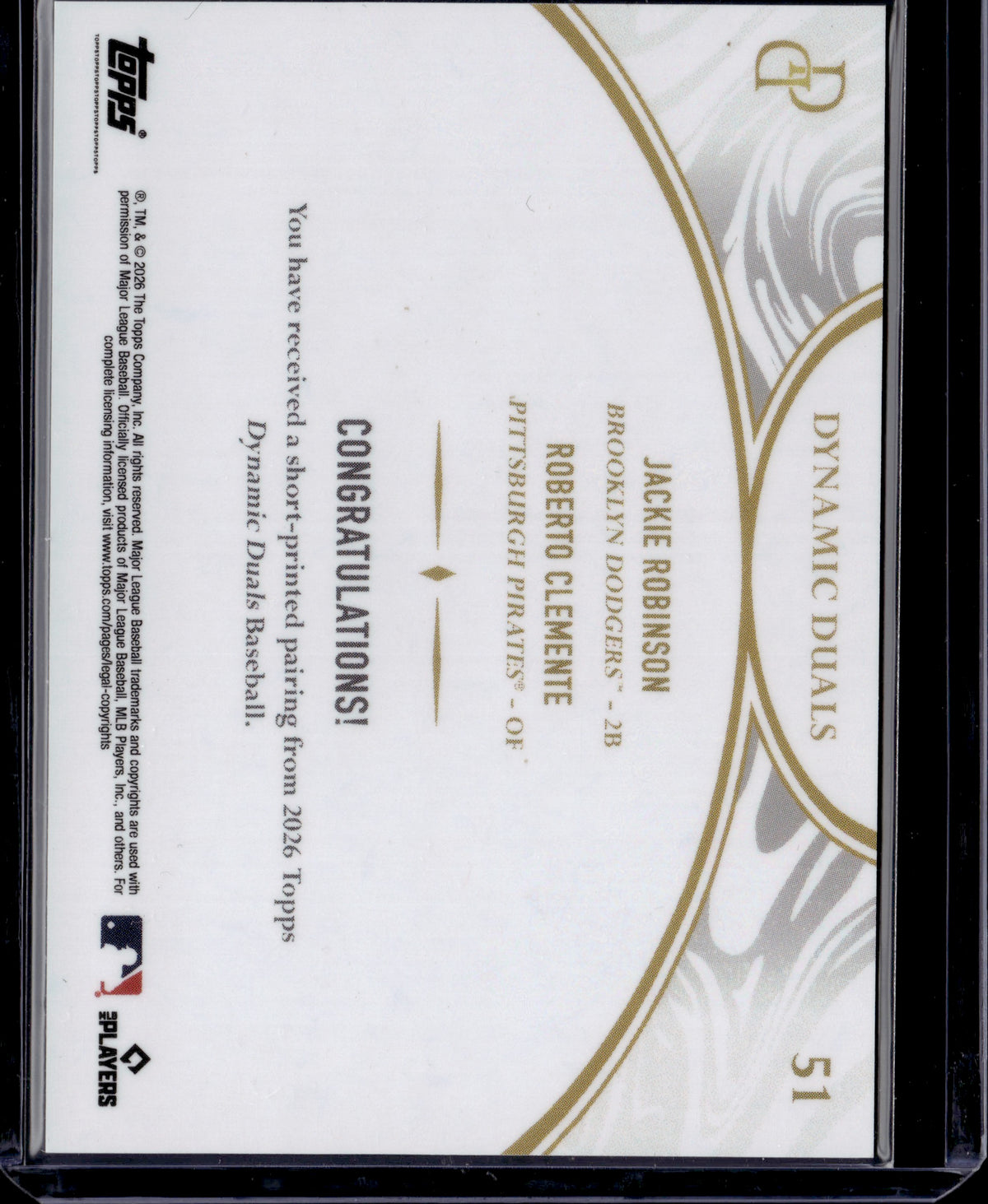 2026 Topps Dynamic Duals Roberto Clemente Jackie Robinson /10 #51