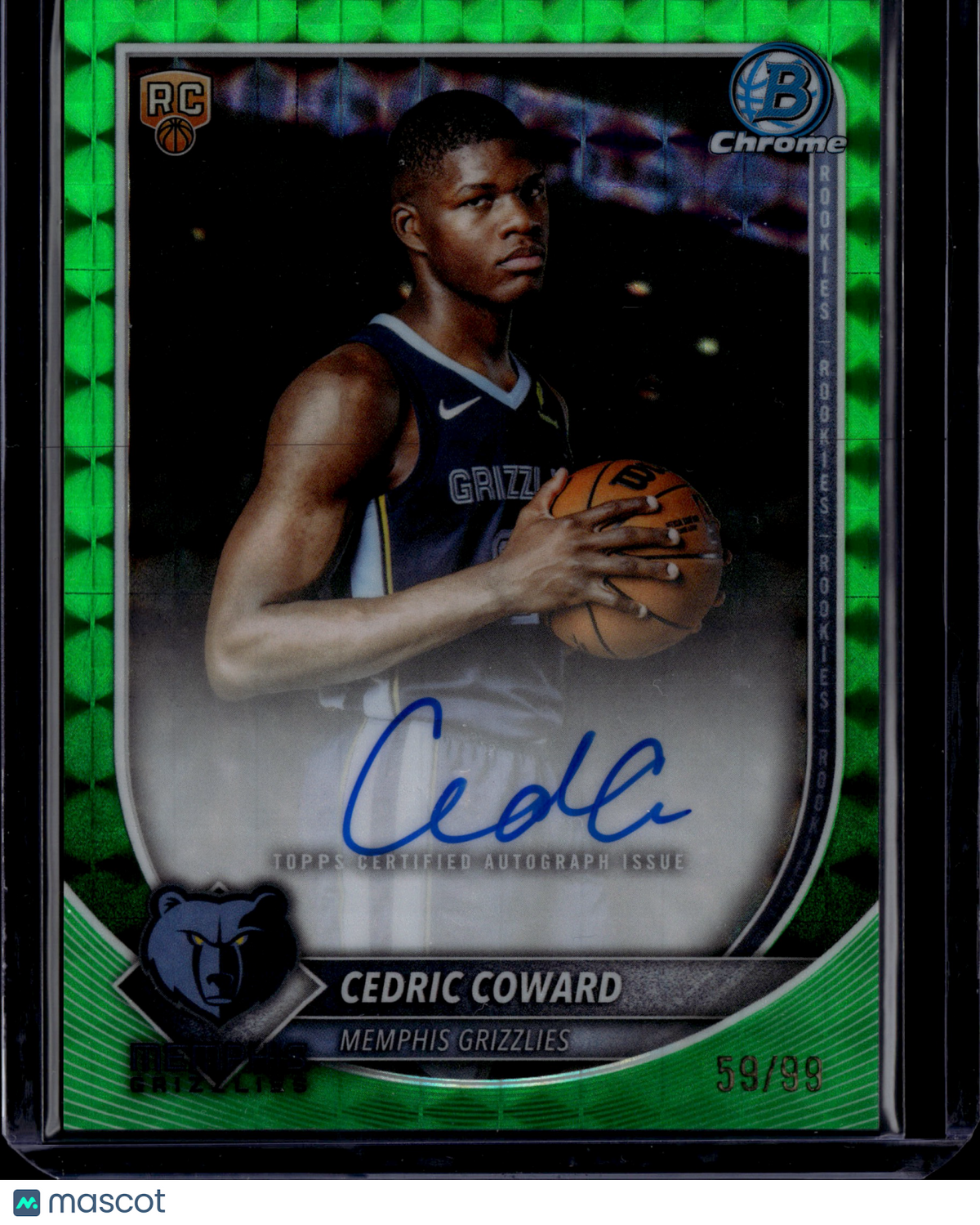 2025 Bowman Chrome Cedric Coward #BCA-CC Green RC Auto /99