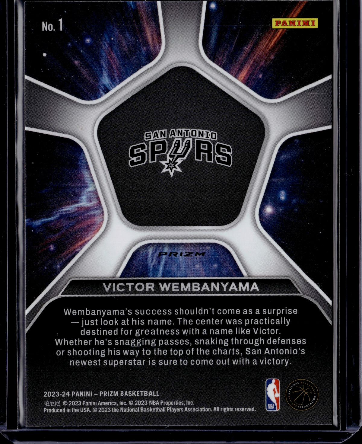 2023 Panini Prizm Deep Space Victor Wembanyama Silver #1 RC