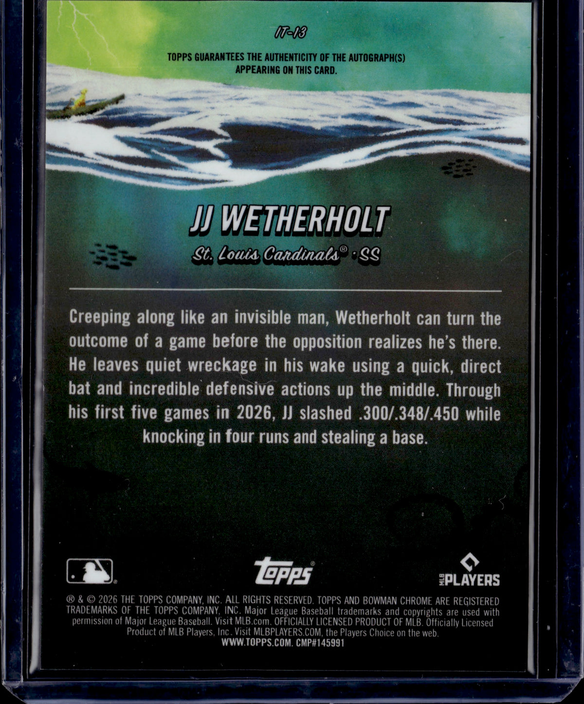 2026 Bowman Chrome It Came to the League JJ Wetherholt #IT-13 RC Auto /99
