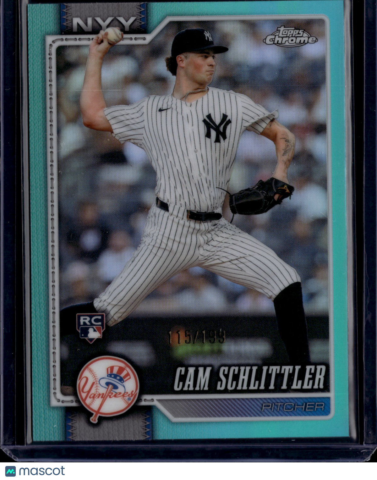2025 Topps Chrome Cam Schlittler #262 Aqua /199 RC