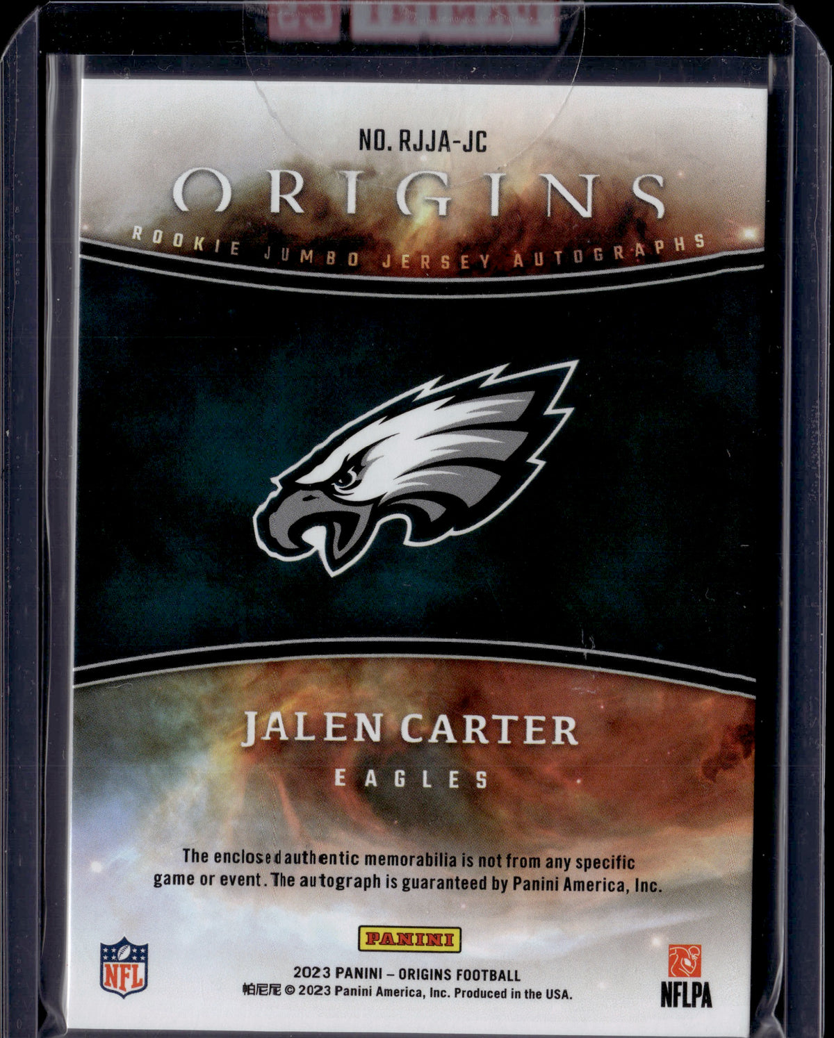 2023 Panini Origins Football Jalen Carter Jumbo Jersey Autographs Patch RC/49