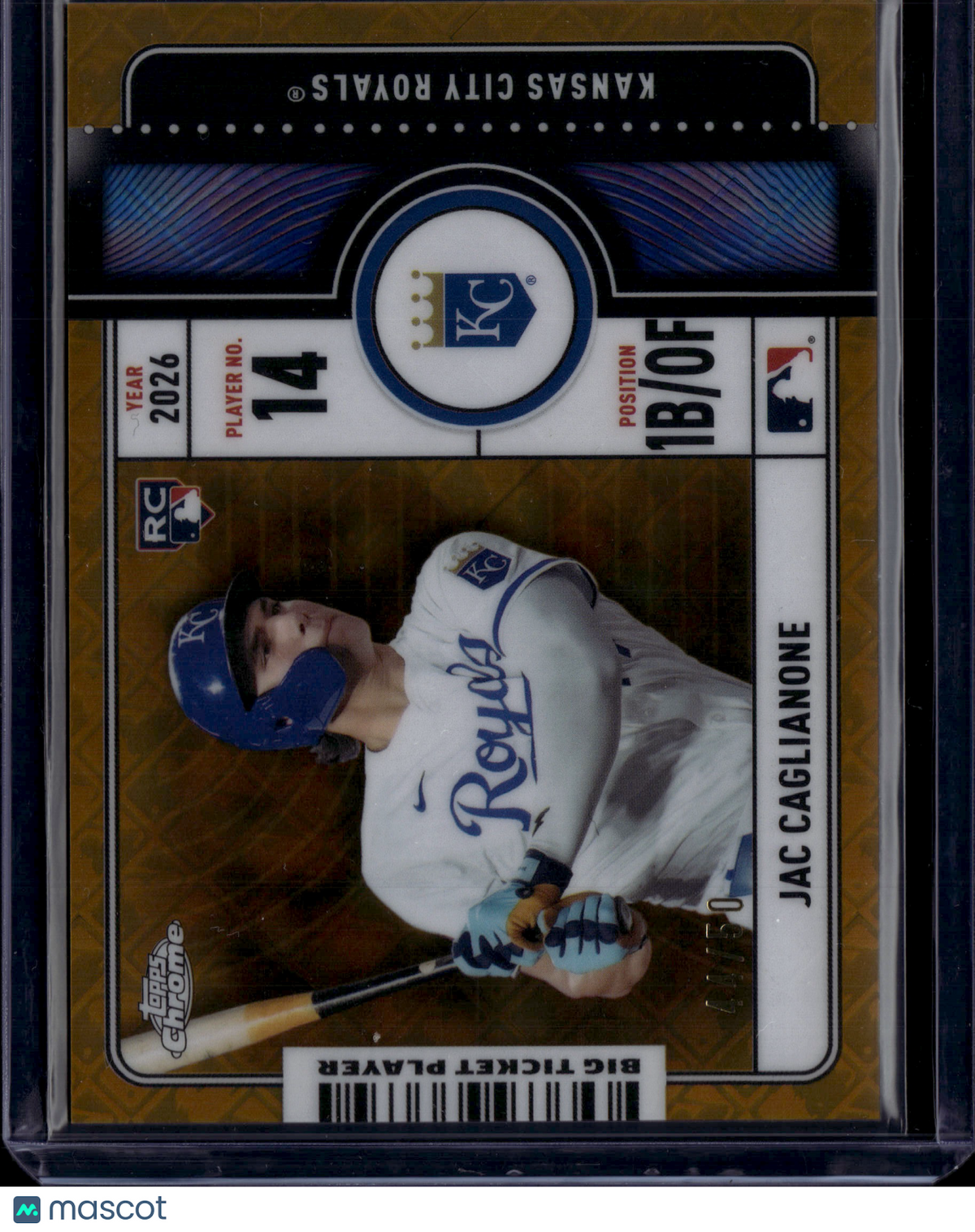 2026 Topps Chrome Big Ticket Player Jac Caglianone #BTP-22 Gold RC /50