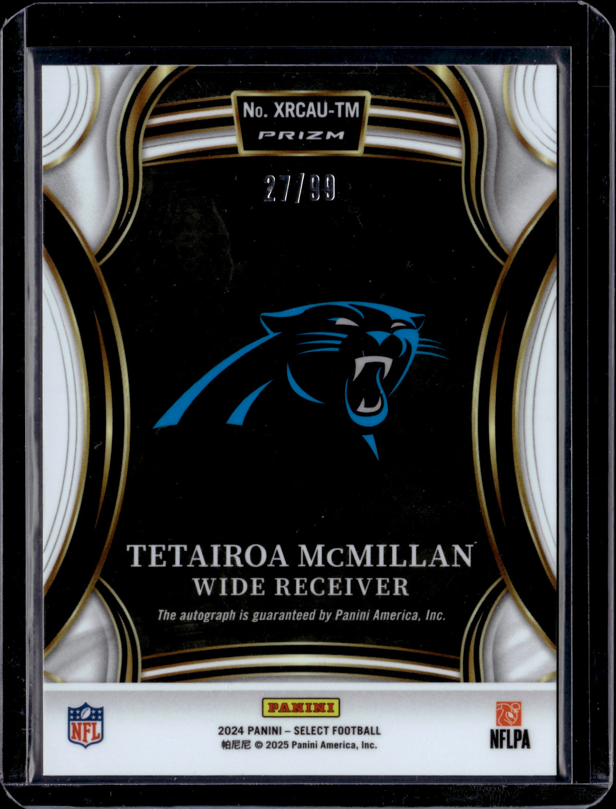 2025 Panini Select Tetairoa McMillan #XRCAU-TM Auto /99