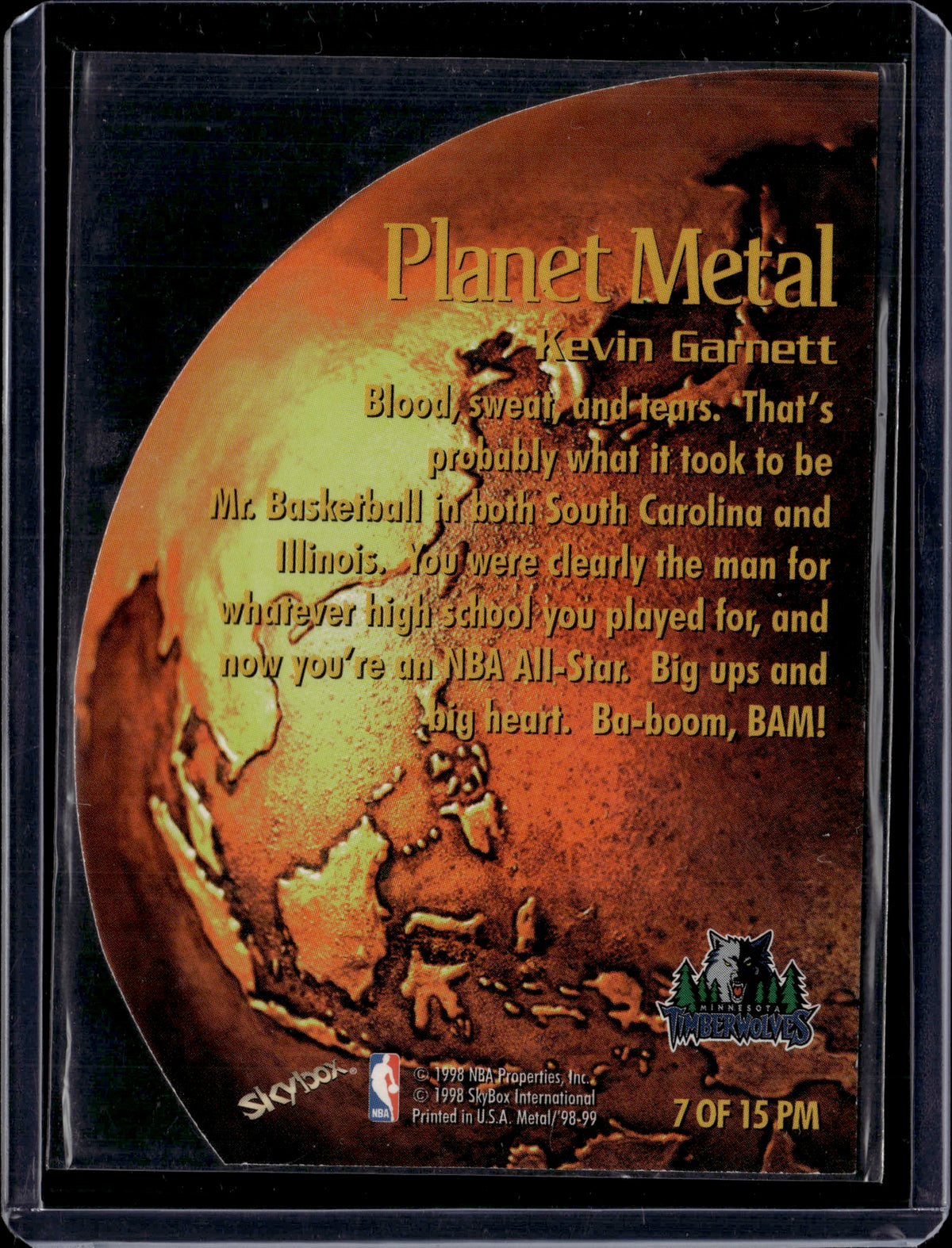 1998 SkyBox Metal Universe Planet Metal Kevin Garnett #7 of 15 PM