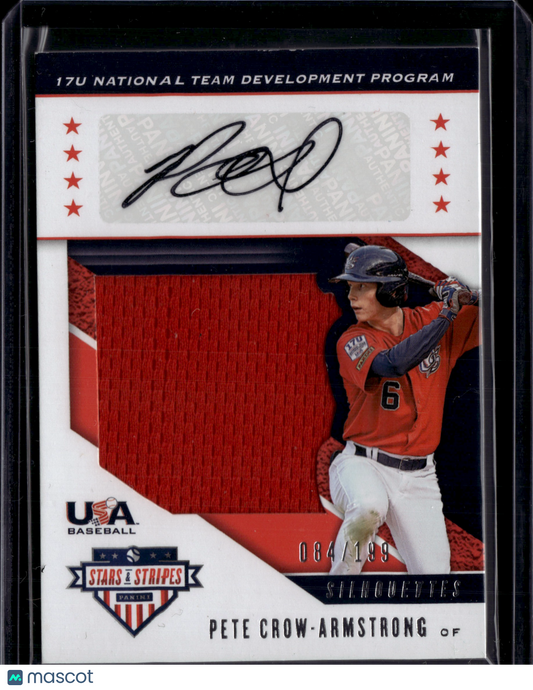 2019 Panini Stars & Stripes USA Silhouettes Pete Crow-Armstrong Patch Auto /199