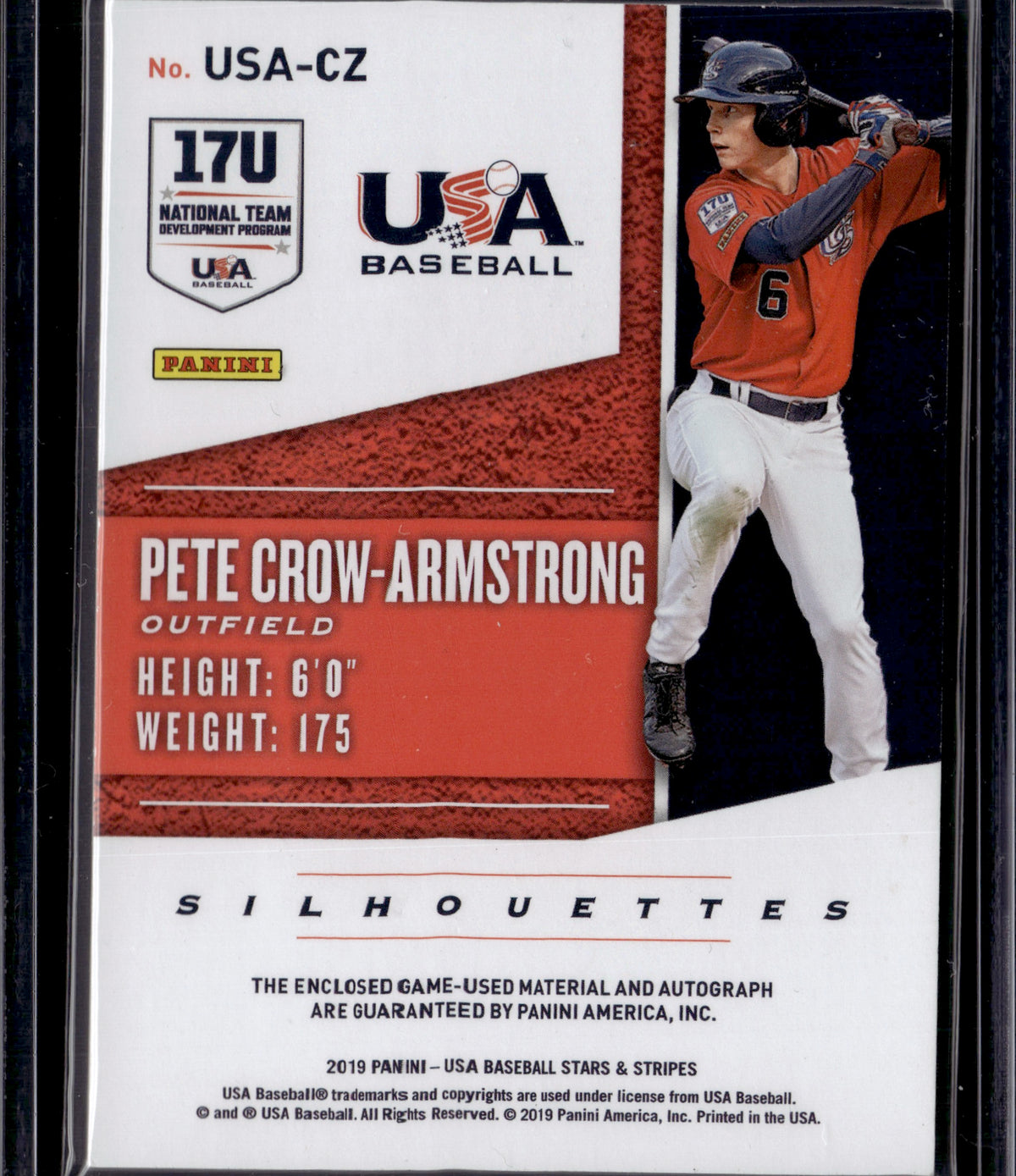 2019 Panini Stars & Stripes USA Silhouettes Pete Crow-Armstrong Patch Auto /199