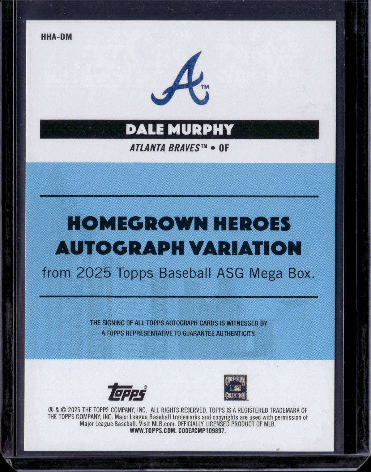2025 Topps Baseball ASG Mega Box Dale Murphy Homegrown Heroes Autograph /50