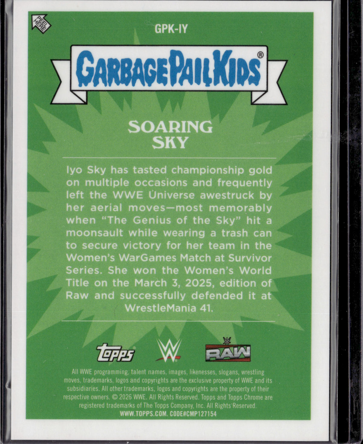 Topp WWE Iyo Sky Garbage Pail Kids  #GPK-IY SSP