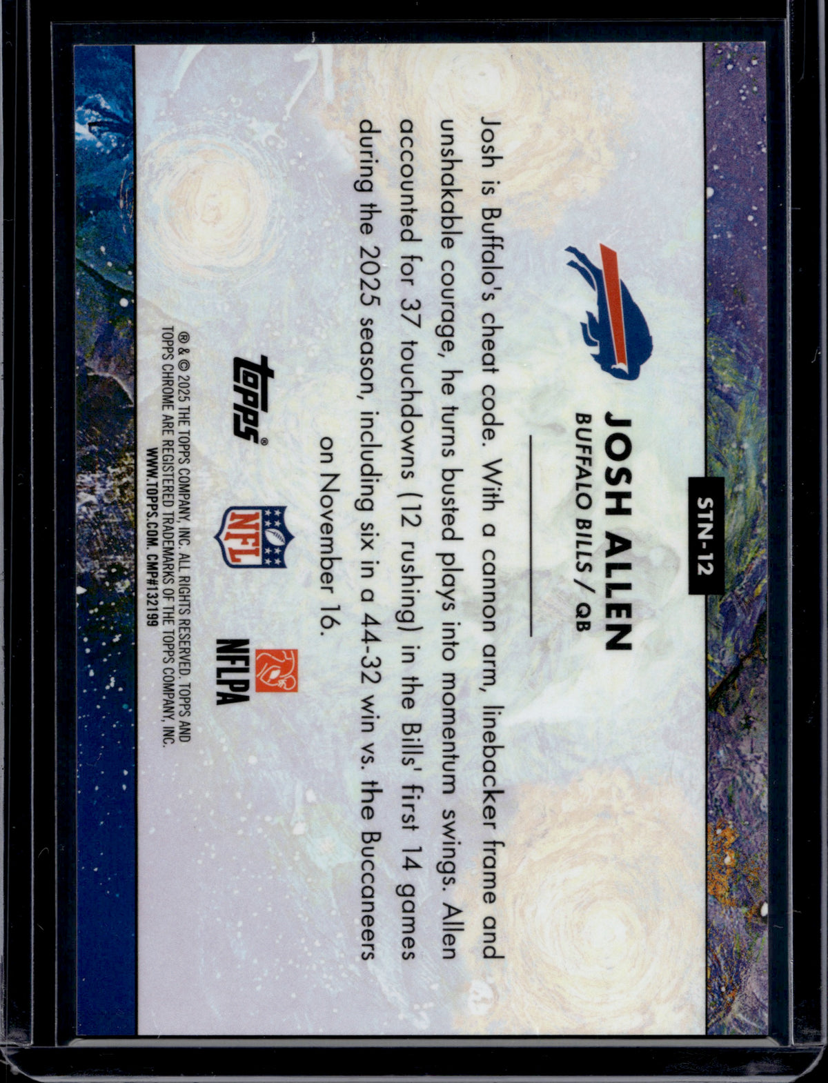 2025 Topps Chrome Josh Allen #STN-12 Red Lunar /10