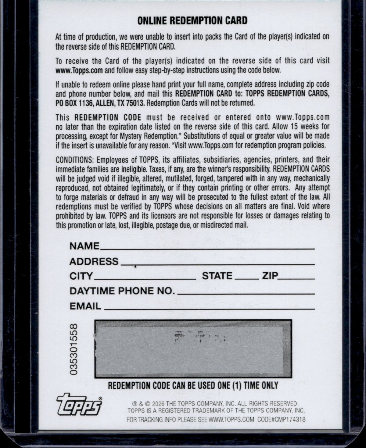 2026 Bowman Football Arvell Reese Redemption Auto #BCRA-AR