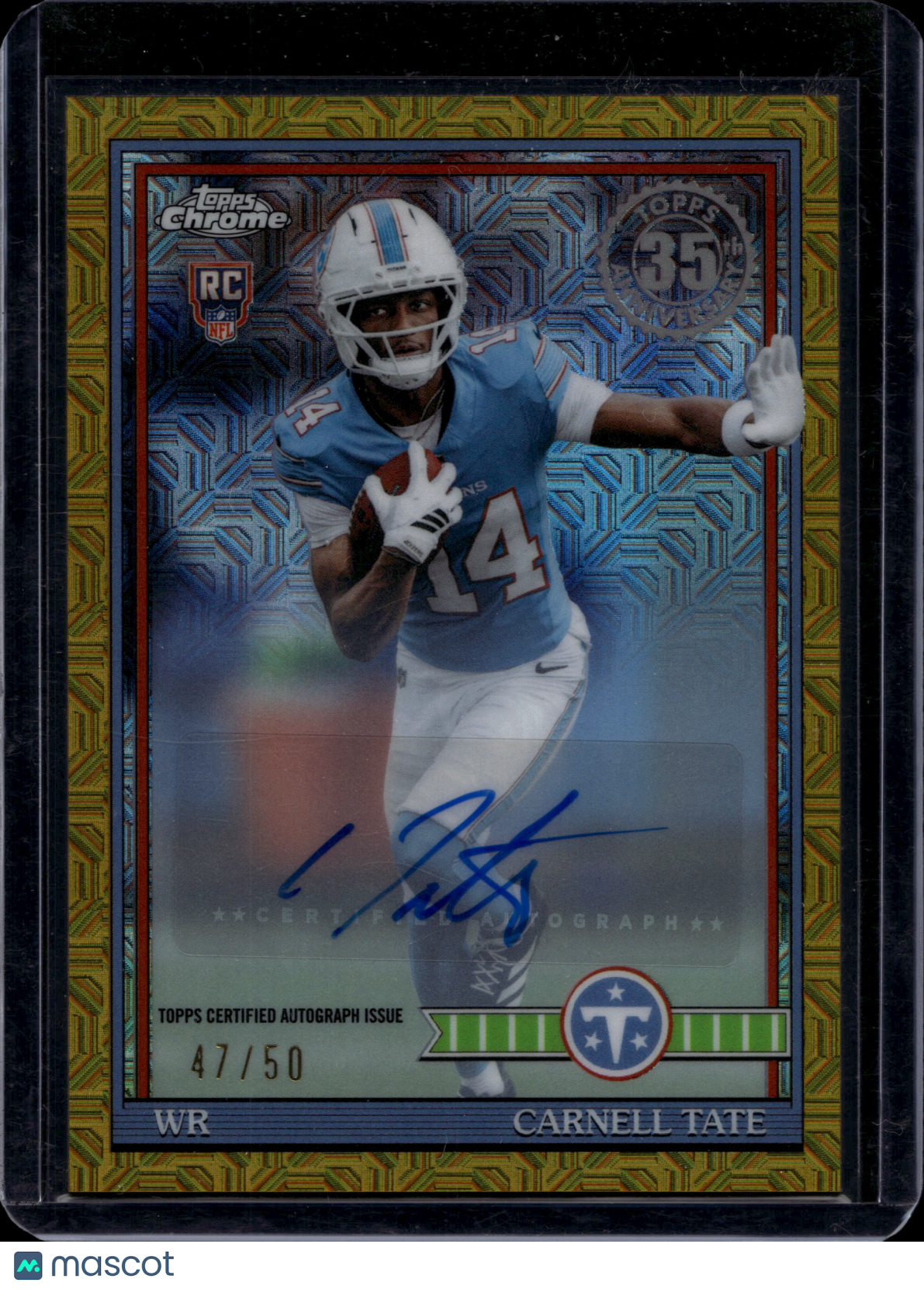 2026 Topps Chrome Carnell Tate #91TRC-18 Gold Auto /50 RC
