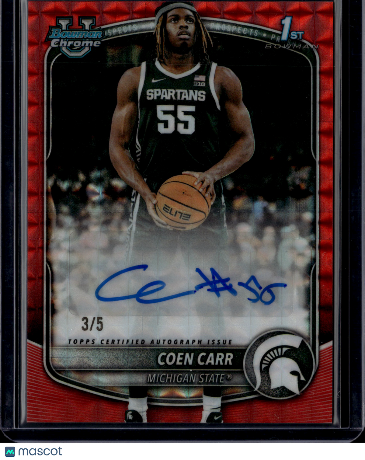 2025 Bowman Chrome University Coen Carr #CPA-CC Red Geometric Auto /5