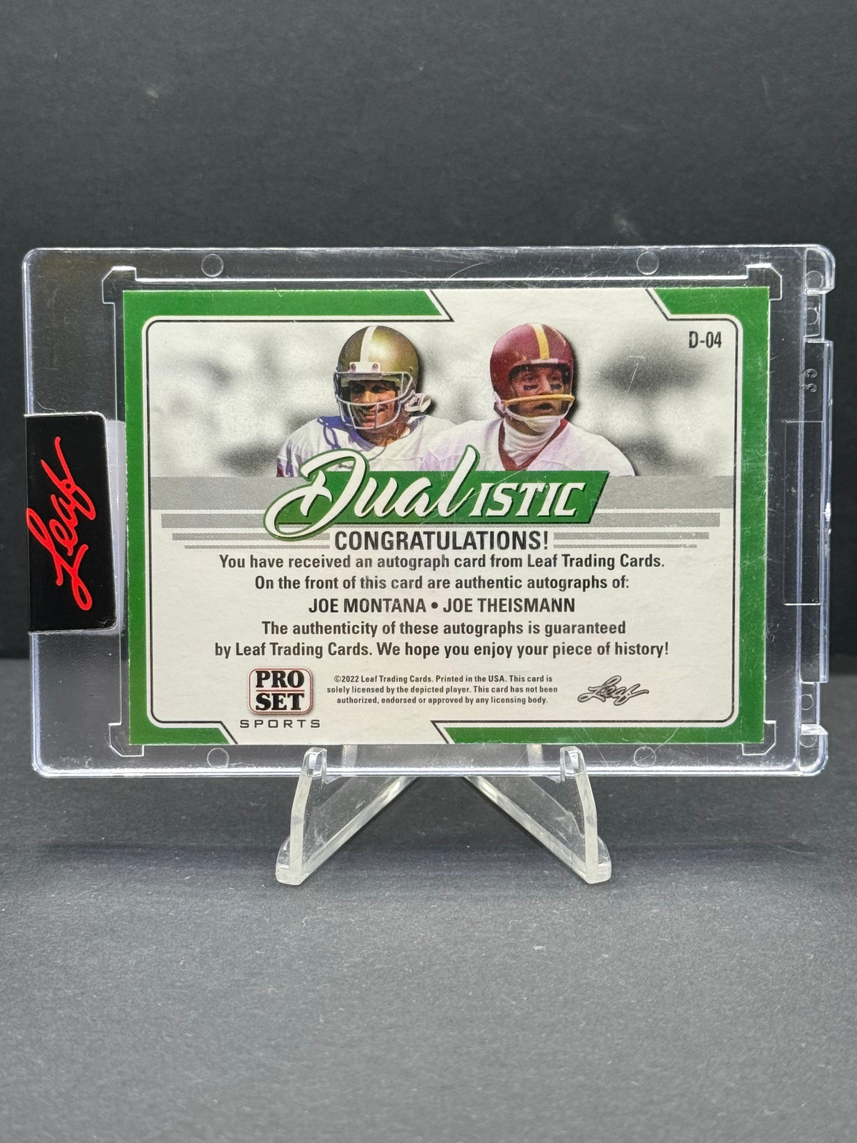 2022 Leaf Pro Set Sports Joe Montana Joe Theismann Dual Auto #D-04