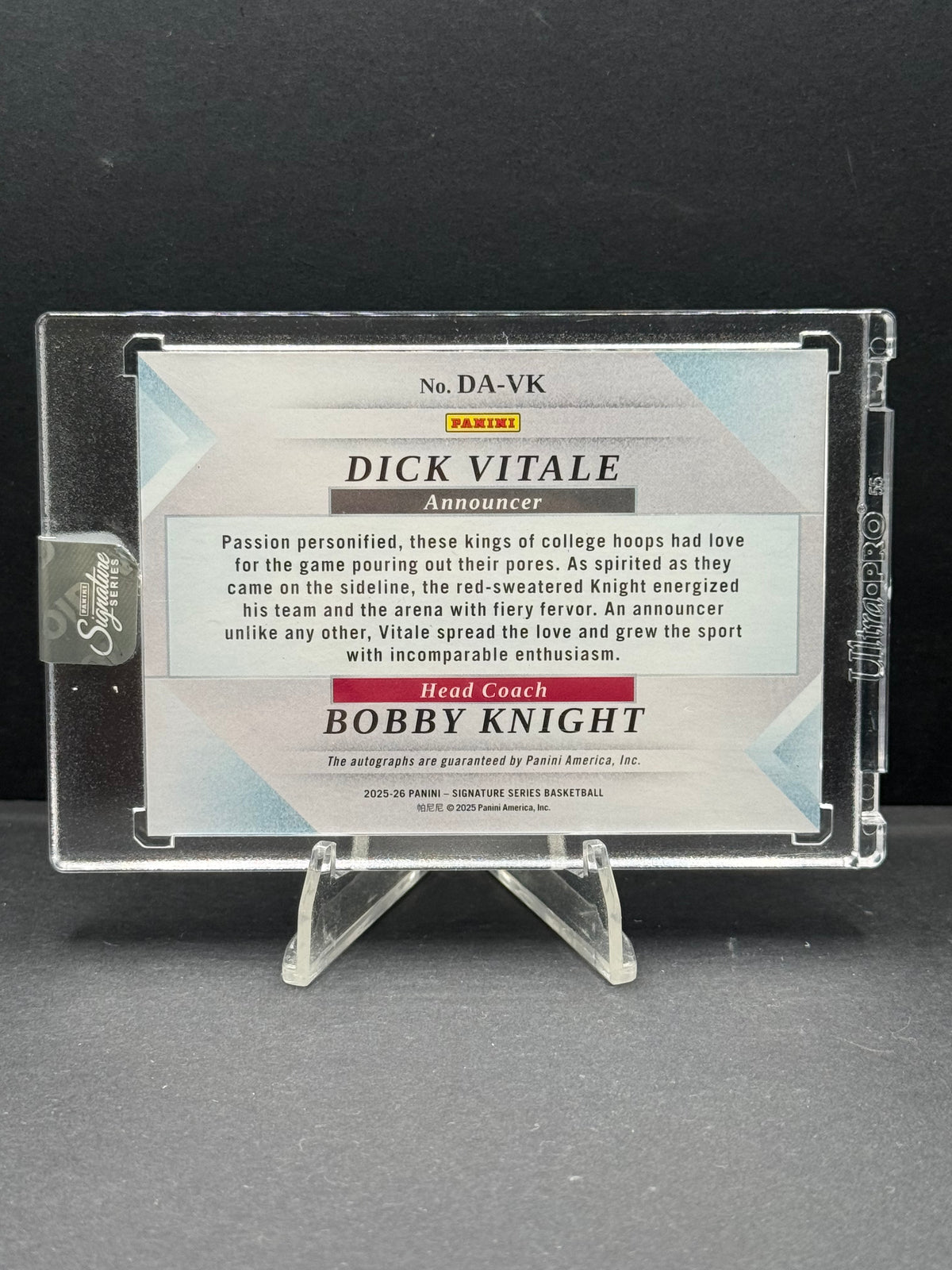 2025 Panini Signature Series Bobby Knight Dick Vitale Dual Auto /10