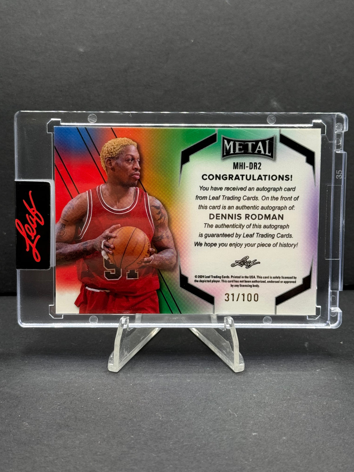 2024 Leaf Metal Dennis Rodman Inscription "The Worm" Auto #MHI-DR2 /100