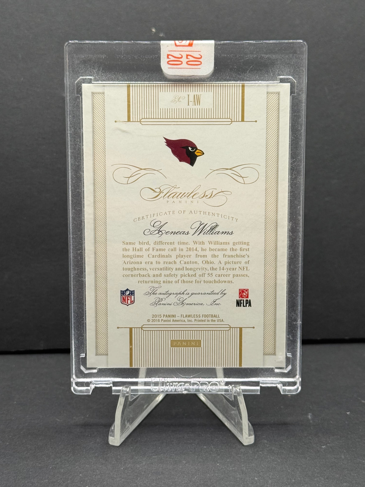 2016 Panini Flawless Aeneas Williams #I-AW Inscriptions Sapphire Auto 1/2