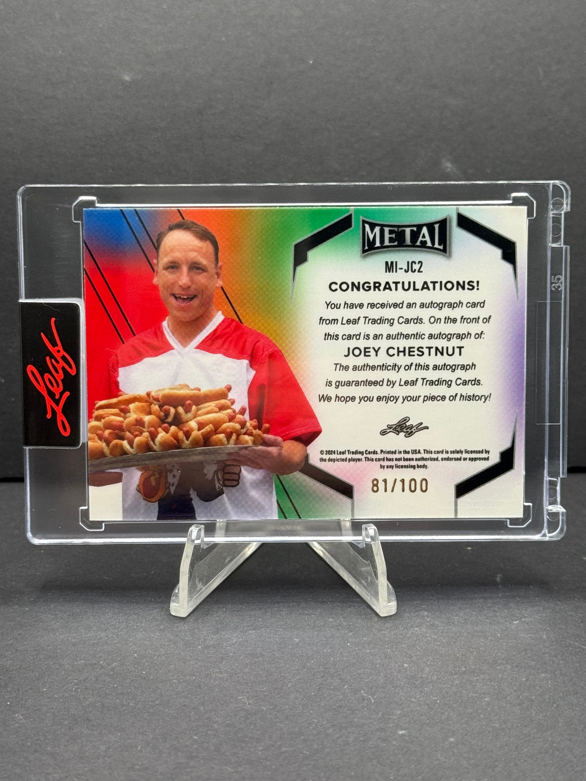 2024 Leaf Metal Pop Century Joey Chestnut Inscription Auto /100 #MI-JC2