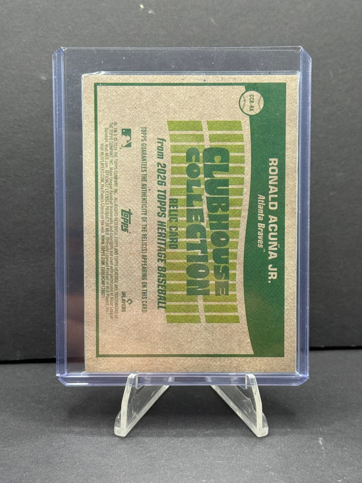 2026 Topps Heritage Ronald Acuna Jr. Clubhouse Collection Patch #1/1 Braves