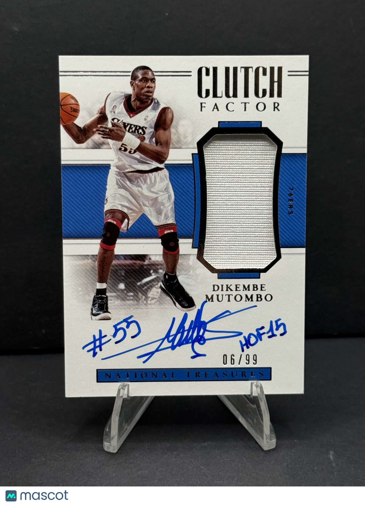 2019 Panini National Treasures Dikembe Mutombo #CF-DKM Inscription Auto /99